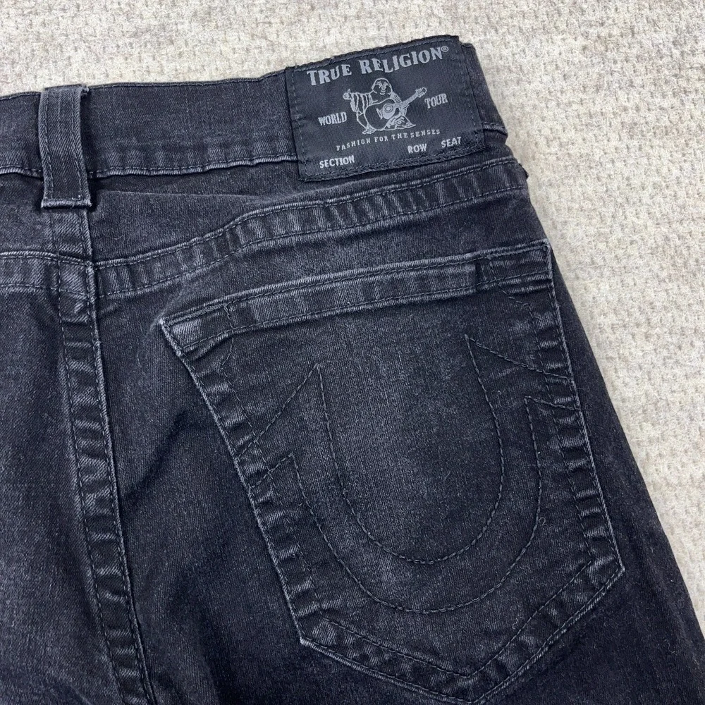True Religion Jeans Men 34X32 Black Denim Geno Relaxed Slim Fit Black Wash Adult